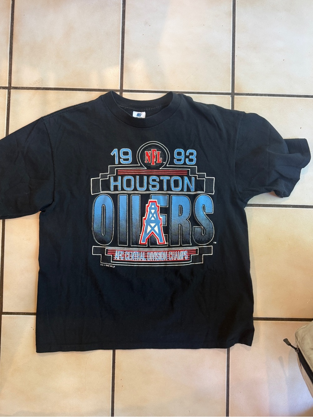 Vintage 1993 Houston Oilers AFC Central Division Champs T-Shirt | Black | NFL |